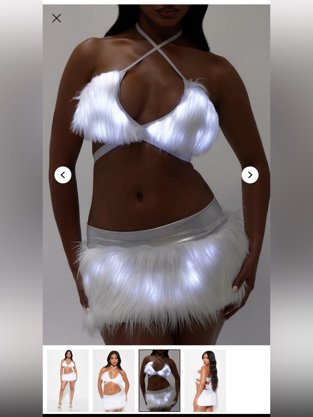 Rave Girl Era Faux Fur Light Up Dance Set Halloween - Picture 2 of 3